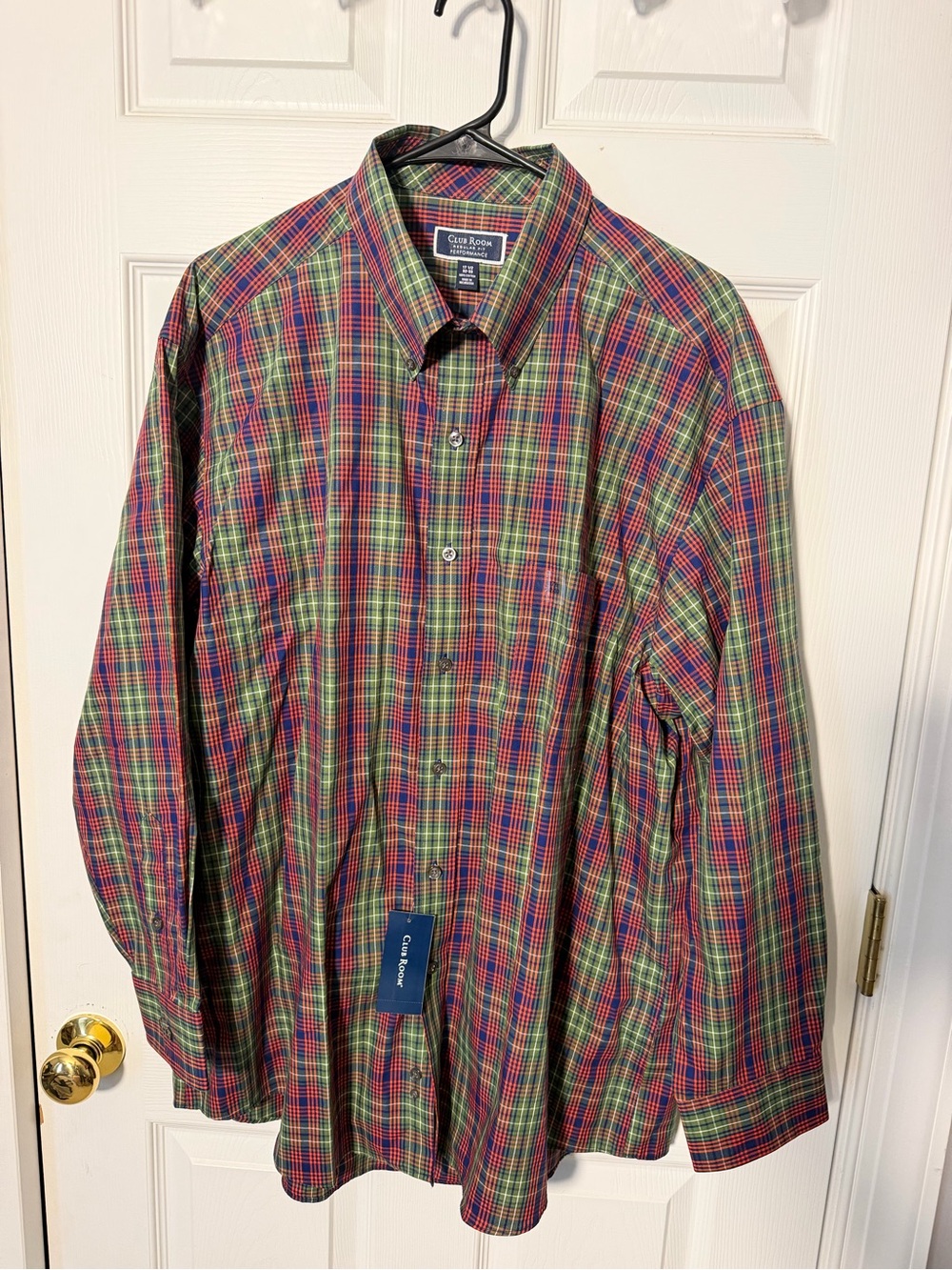 Club Room Men's Plaid Button-Down Shirt - Green Red Blue